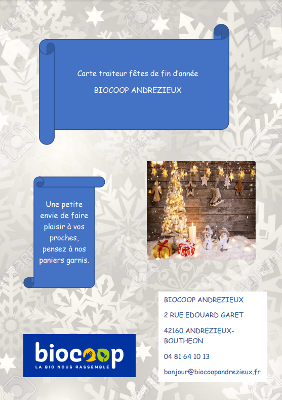 Carte traiteur pour les fêtes de fin d'année 2021 Carte traiteur pour les fêtes de fin d'année 2021